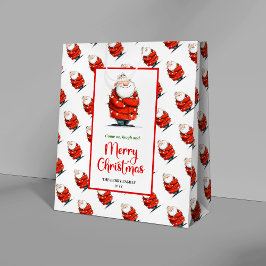 Trendy Santa Claus gift bag editable festive charm ミディアムペーパーバッグ