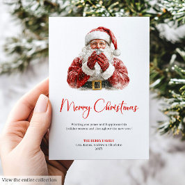 Trendy Santa Claus Modern Christmas Greeting Card シーズンカード