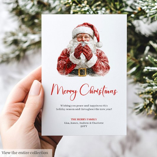 Trendy Santa Claus Modern Christmas Greeting Card シーズンカード