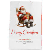 Trendy Santa Claus Modern Warmish Holiday Gift Bag ミディアムペーパーバッグ (裏面)