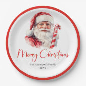 Trendy Santa Claus Modern Warmish Holiday Plates ペーパープレート (正面)