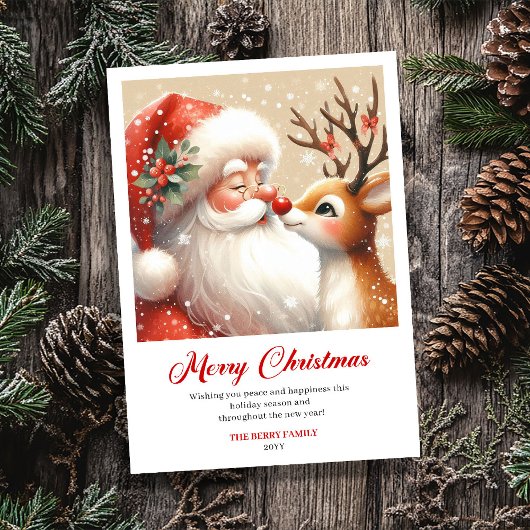 Trendy Santa Claus Rudolph Cartoon Christmas Card シーズンカード