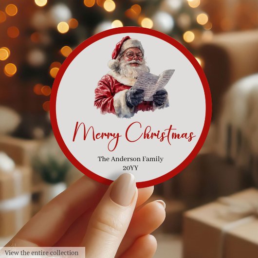 Trendy Santa Claus Script Font Holiday Sticker ラウンドシール