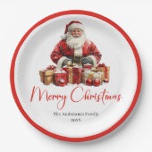 Trendy Santa Claus Stylish Warmish Holiday Plate ペーパープレート (正面)
