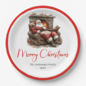 Trendy Santa Claus Watercolor Holiday Tableware   ペーパープレート (正面)