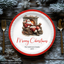 Trendy Santa Claus Watercolor Holiday Tableware  