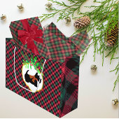  Trendy Scottie Red Black Green Christmas Plaid  ワインギフトバッグ