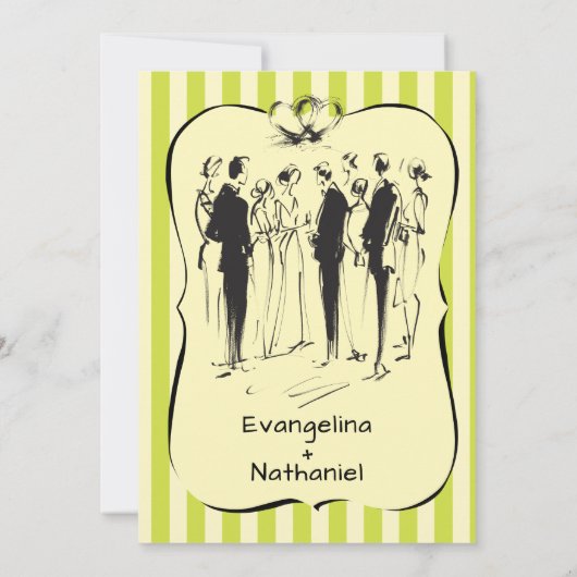 Trendy Scribble Stripes Whimsical Doodle Wedding 招待状 (裏面)