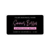 Trendy Script Black & Pink Skincare Jar Rectangle ラベル (正面)