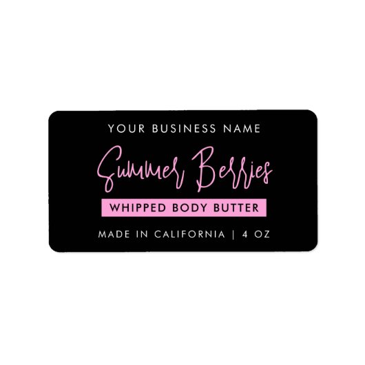 Trendy Script Black & Pink Skincare Jar Rectangle ラベル (正面)