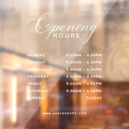 Trendy Script Business Opening Hours Transparent ウィンドウサイン