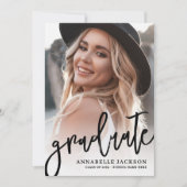 Trendy Script Graduate Simple Photo Graduation 招待状 (正面)