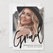 Trendy Script Graduate Simple Photo Graduation 招待状 (正面)