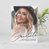 Trendy Script Graduate Simple Photo Graduation 招待状 (スタンド正面)