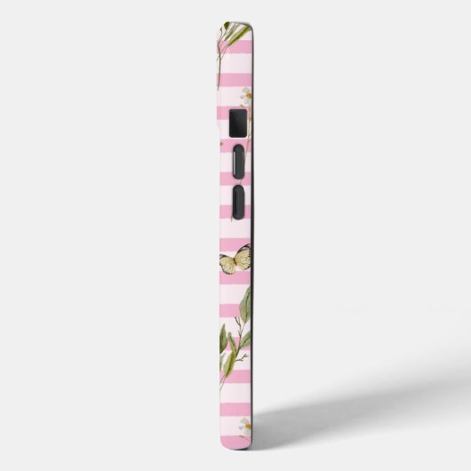 Trendy Scripture Pink Stripe Yellow Daffodils Bees Case-Mate iPhoneケース (裏面 / 左)