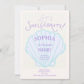 Trendy Seashell Mermaid Birthday 招待状 (正面)