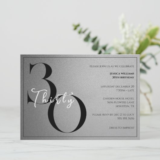 Trendy Shiny Modern Unisex 30th Birthday 招待状 (スタンド正面)