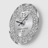  Trendy Silver Diamonds 25th Anniversary  ラージ壁時計 (傾斜)