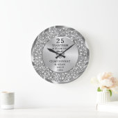  Trendy Silver Diamonds 25th Anniversary  ラージ壁時計 (ホーム)