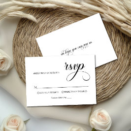 Trendy Simple Calligraphy Overlay Photo Wedding 出欠カード