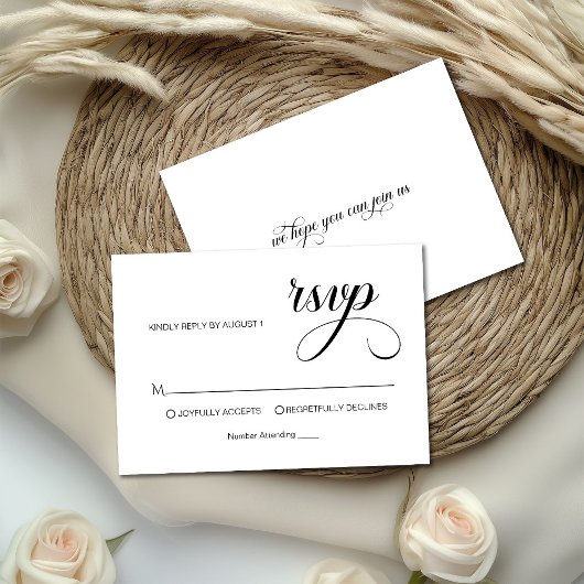 Trendy Simple Calligraphy Overlay Photo Wedding 出欠カード