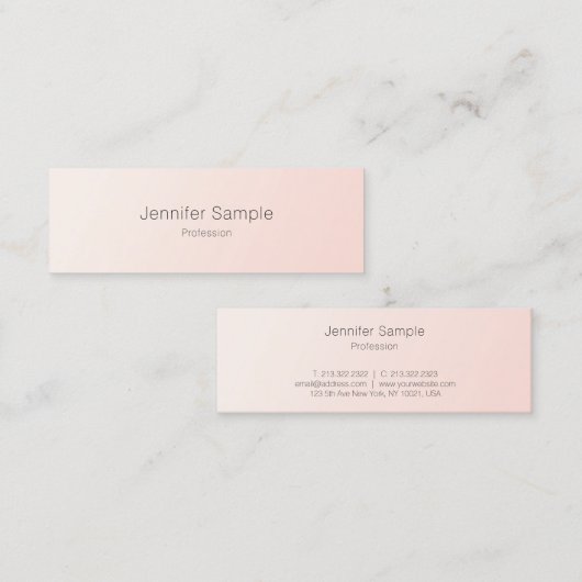 Trendy Simple Design Elegant Blush Pink Template スキニー名刺 (正面/裏面)