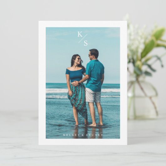 Trendy Simple Modern Custom Photo Couple Wedding (スタンド正面)