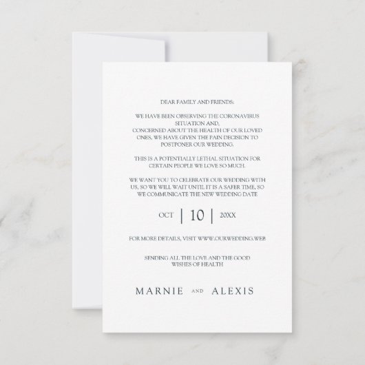 Trendy Simple Postponed Wedding Photo Instant (裏面)