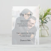 Trendy Simple Script Overlay Photo Wedding 招待状 (スタンド正面)