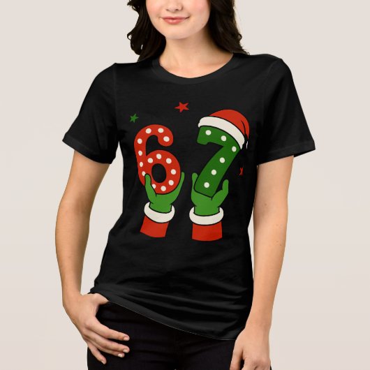 Trendy "Six Seven" Candy Cane Christmas トライブレンドＴシャツ (正面)