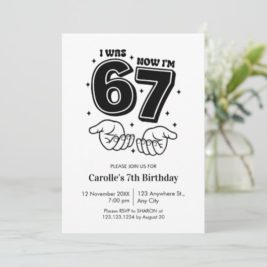 Trendy Six Year Old Funny 7th Birthday 招待状 (スタンド正面)