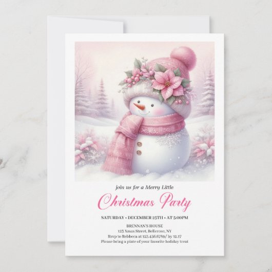 Trendy Snowy Forest Kids Digital Christmas Invites 招待状 (正面)