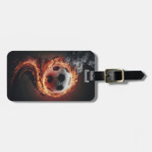 Trendy Soccer Ball on Fire Football Personalized   ラゲッジタグ (正面横)