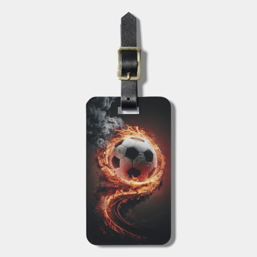 Trendy Soccer Ball on Fire Football Personalized   ラゲッジタグ (正面縦)