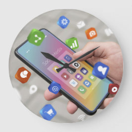 Trendy Social Media Design  ラージ壁時計