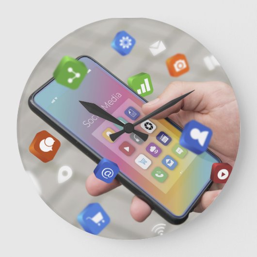 Trendy Social Media Design  ラージ壁時計 (正面)