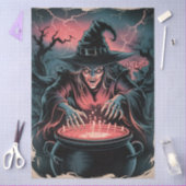 Trendy Spooky Halloween witch and Cauldron 薄葉紙 (クラフト)
