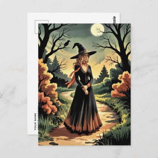 Trendy Spooky Halloween Witch Forest crowl         ポストカード (正面/裏面)