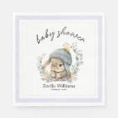 Trendy Spring Baby Bunny Floral Baby Shower Napkin スタンダードランチョンナプキン (正面)