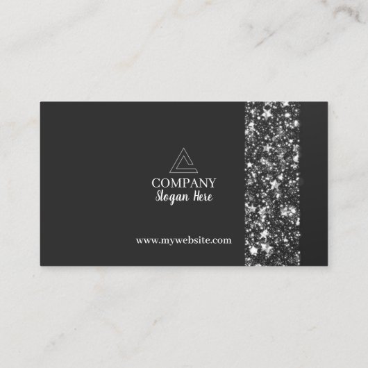 Trendy Stars & Sparkles QR Code Black Networking 名刺 (裏面)