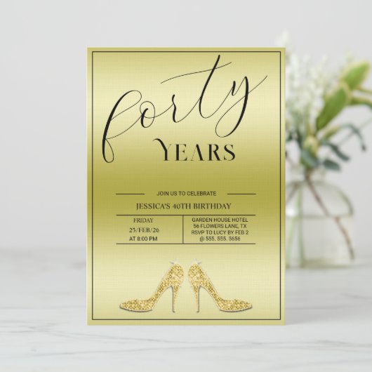 Trendy Stiletto's Modern 40th Birthday 招待状 (スタンド正面)