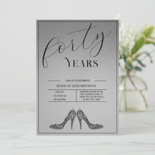 Trendy Stiletto's Modern 40th Birthday 招待状 (スタンド正面)