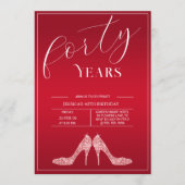 Trendy Stiletto's Modern Feminine 40th Birthday 招待状 (正面)