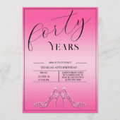 Trendy Stiletto's Modern Feminine 40th Birthday 招待状 (正面)
