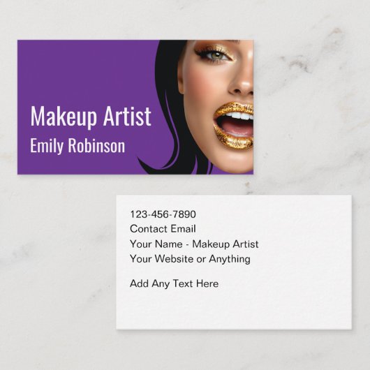 Trendy Stylish Makeup Artist Business Cards 名刺 (正面/裏面)