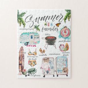 Trendy Summer Favorites Watercolor Illustration ジグソーパズル