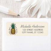 Trendy Summer Tropical Pineapple Return Address  ラベル (インサイチュ)