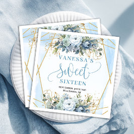Trendy Sweet Sixteen Dusty Blue Floral Table 