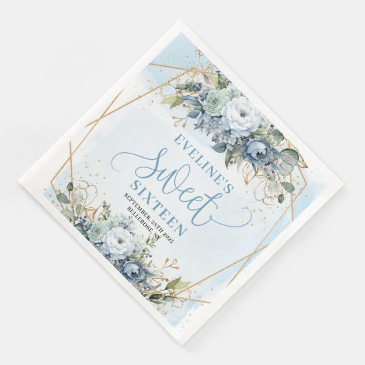 Trendy Sweet Sixteen Dusty Blue Floral Table  (コーナー)