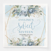 Trendy Sweet Sixteen Dusty Blue Floral Table (正面)